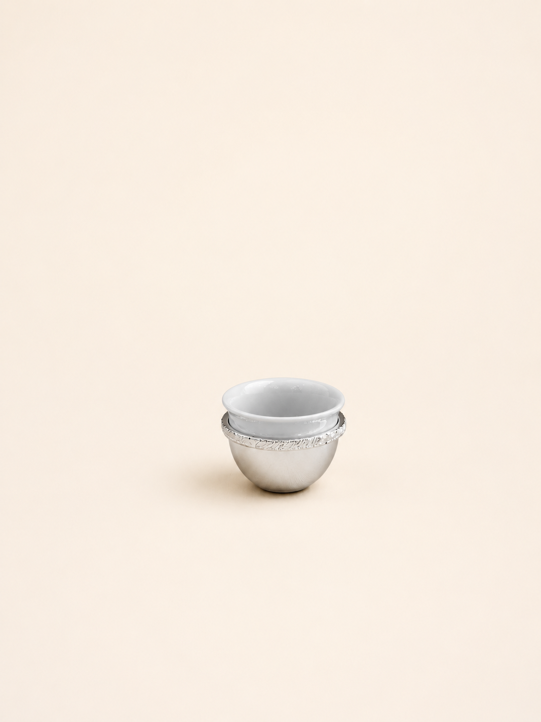 Silver-Plated Arabic Coffee Cup, Porcelain by Oriental Elegance
