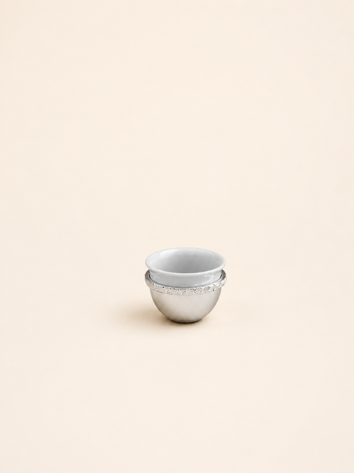 Silver-Plated Arabic Coffee Cup, Porcelain by Oriental Elegance