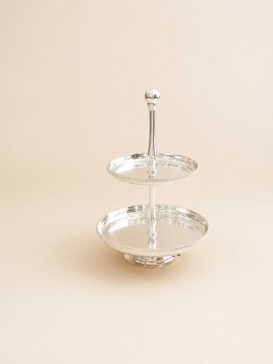 Silver-Plated Two-Tier Cake Stand by Oriental Elegance