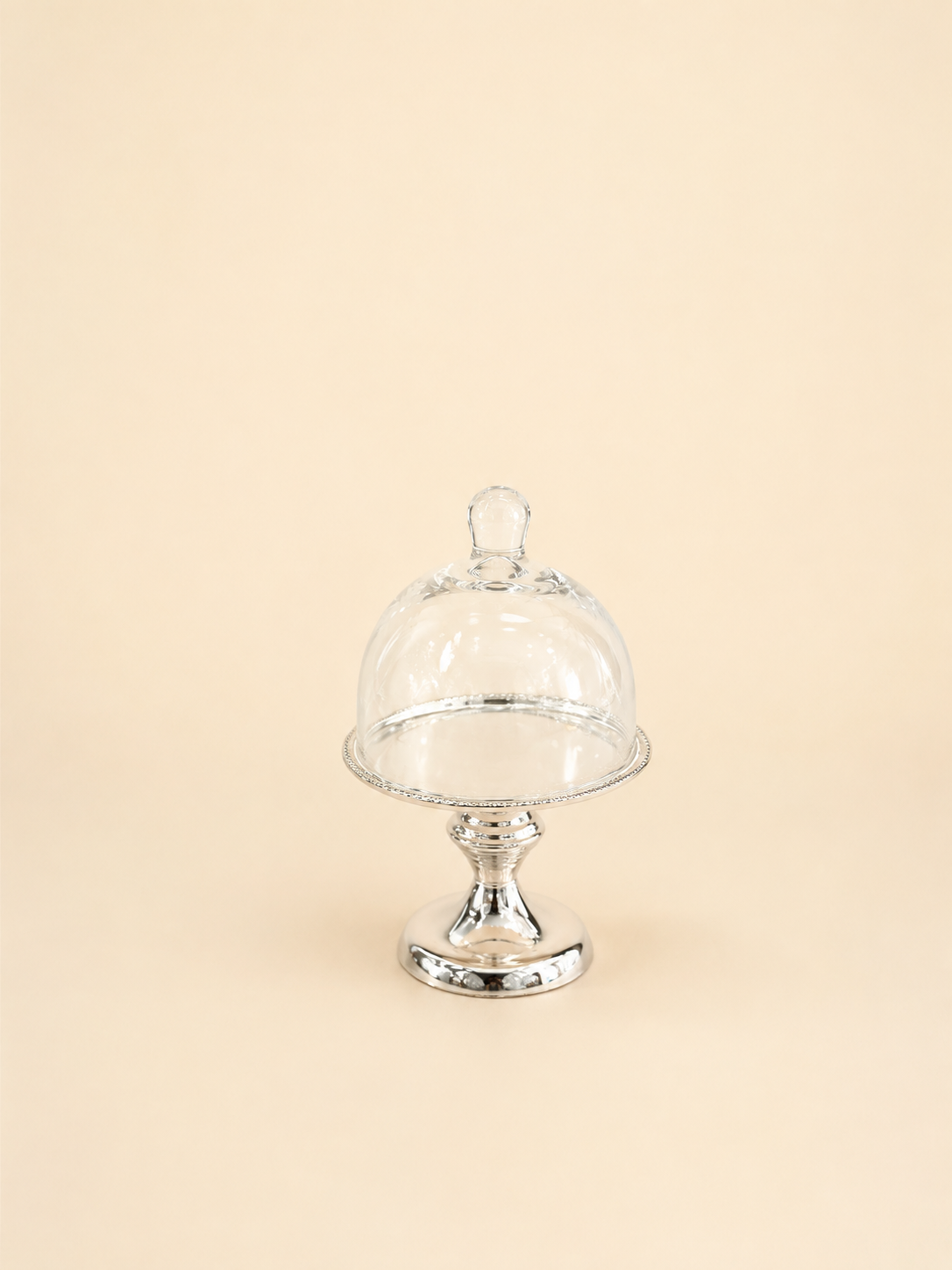 Silver-Plated Cake Stand with Glass Dome, 16 cm by Oriental Elegance