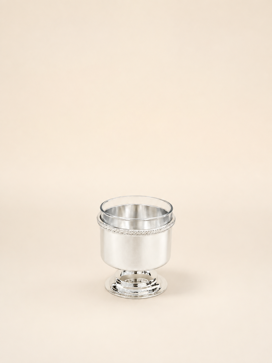 Silver-Plated Dessert Bowl with Glass Insert, 12 cm by Oriental Elegance