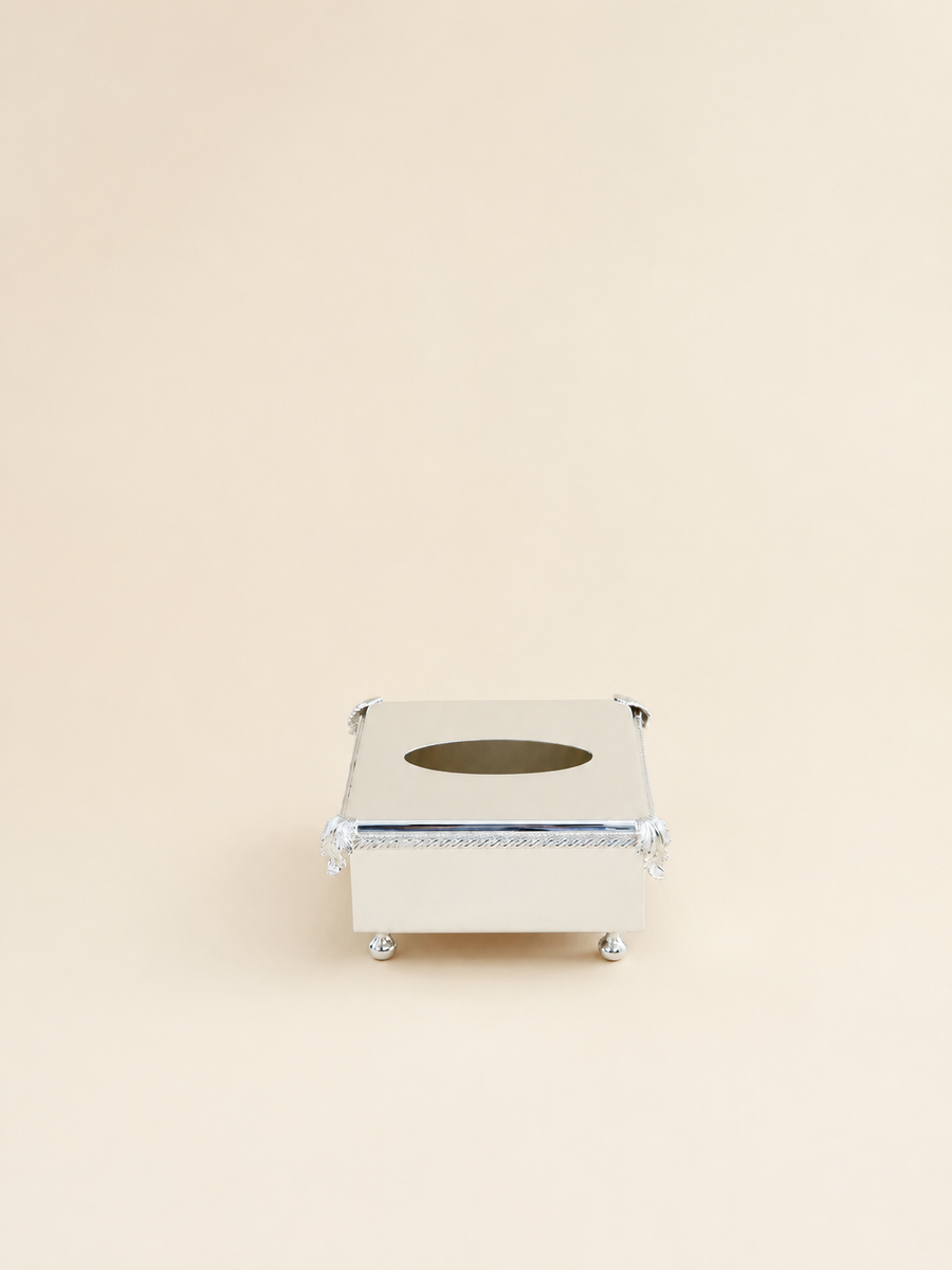 Silver-Plated Tissue Box Cover, 16 cm by Oriental Elegance