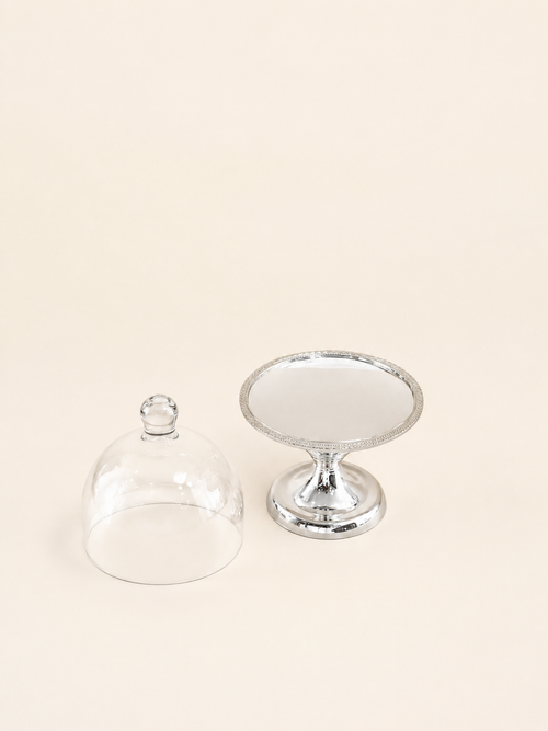 Silver-Plated Cake Stand with Glass Dome, 16 cm – view 2