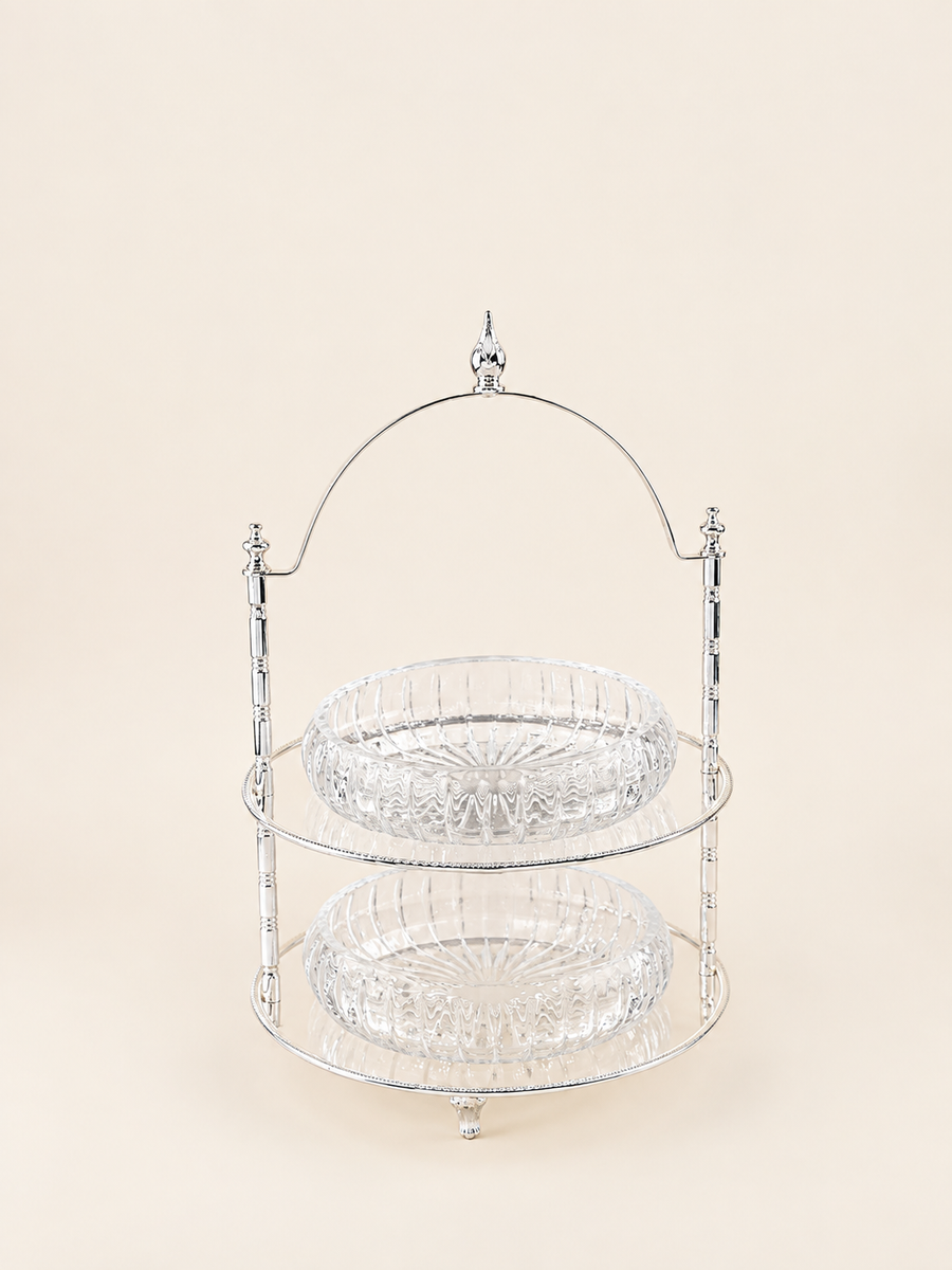 Silver-Plated Two-Tier Serving Stand, 44 cm by Oriental Elegance