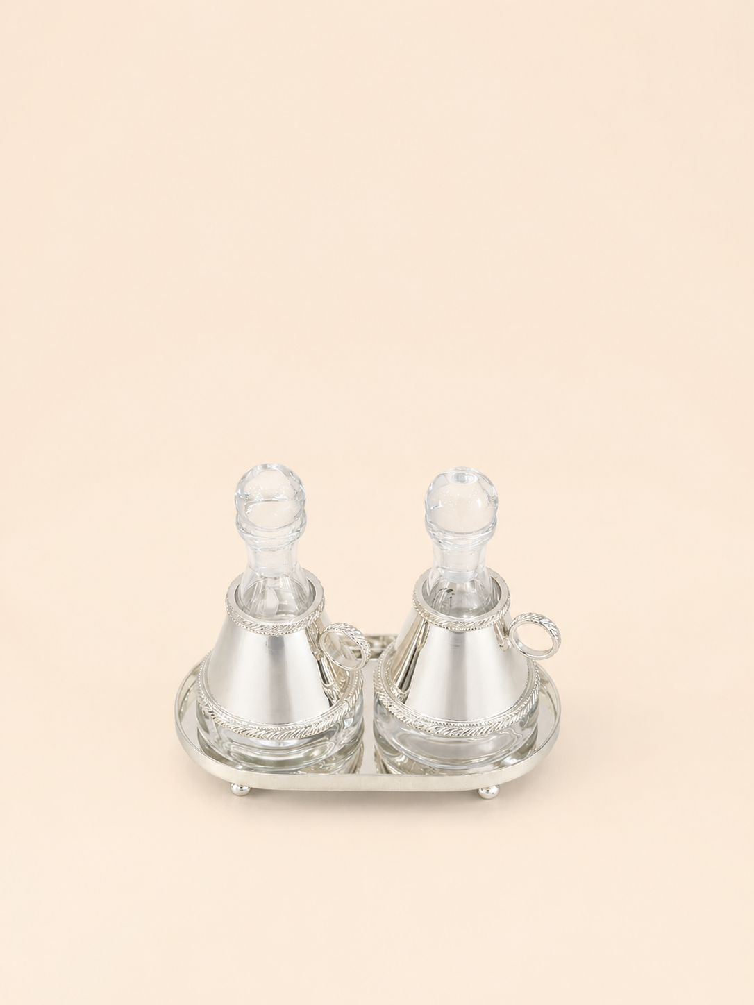 Silver-Plated Oil & Rose Water Set, 180 ml by Oriental Elegance