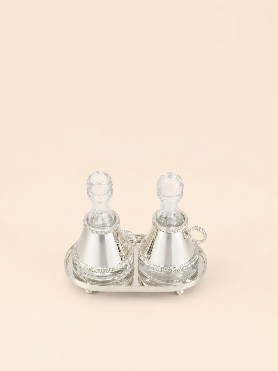 Silver-Plated Oil & Rose Water Set, 180 ml by Oriental Elegance