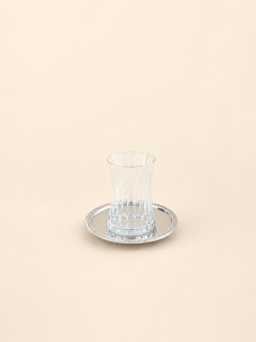 Silver-Plated Tea Glass with Saucer by Oriental Elegance