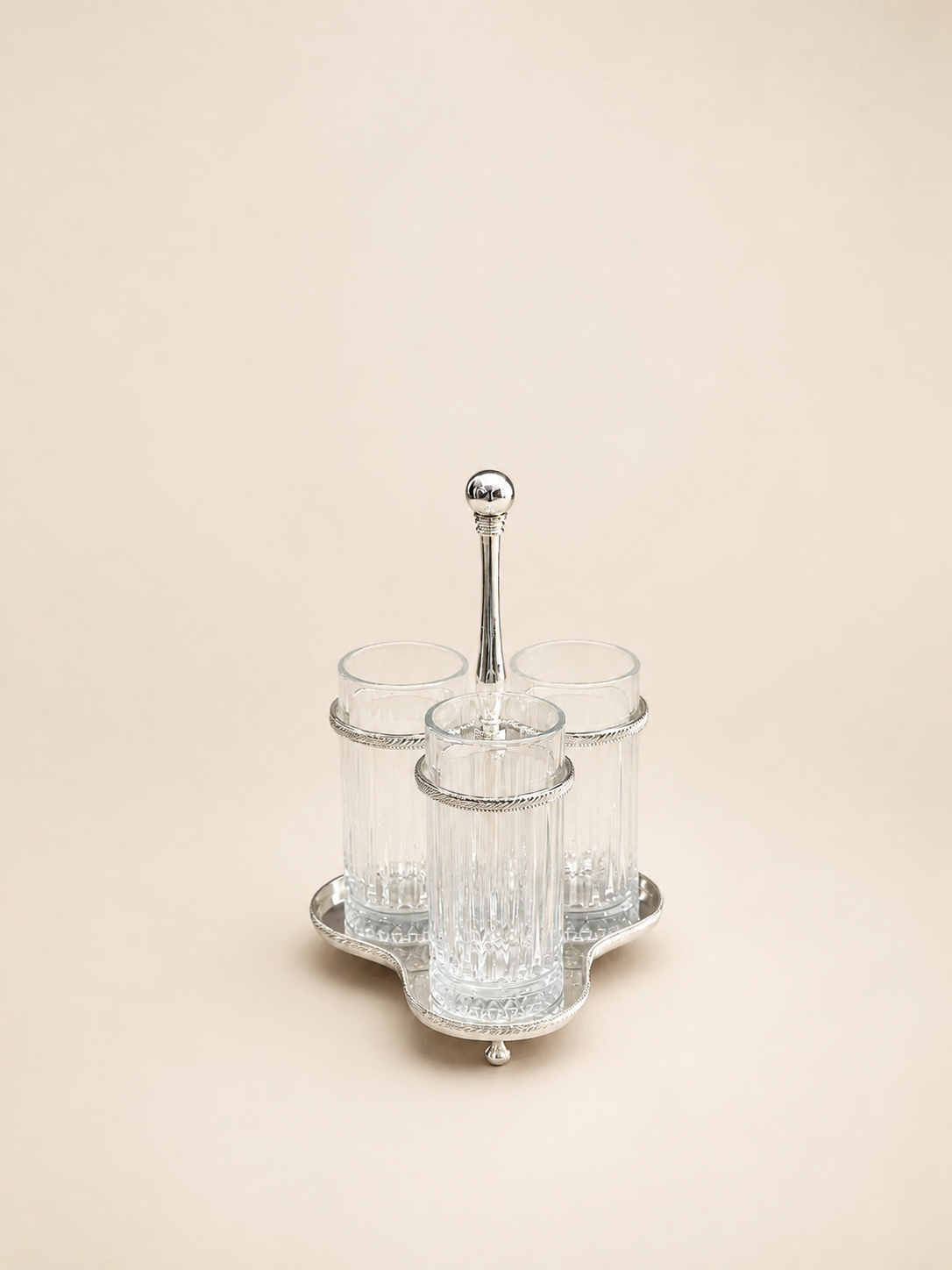 Silver-Plated Cutlery Holder, 3 Glasses by Oriental Elegance
