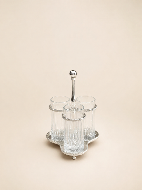 Silver-Plated Cutlery Holder, 3 Glasses by Oriental Elegance