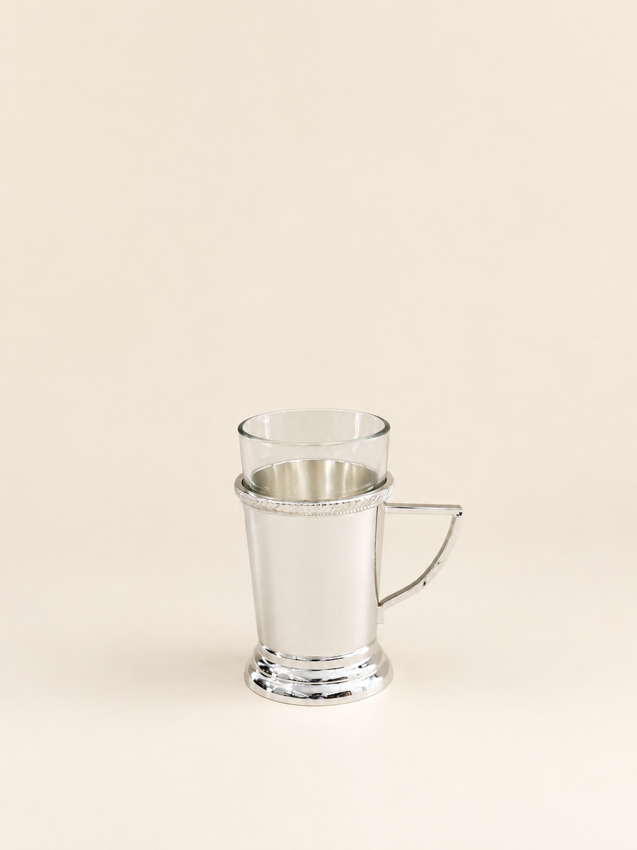 Silver-Plated Cappuccino Glass with Holder by Oriental Elegance