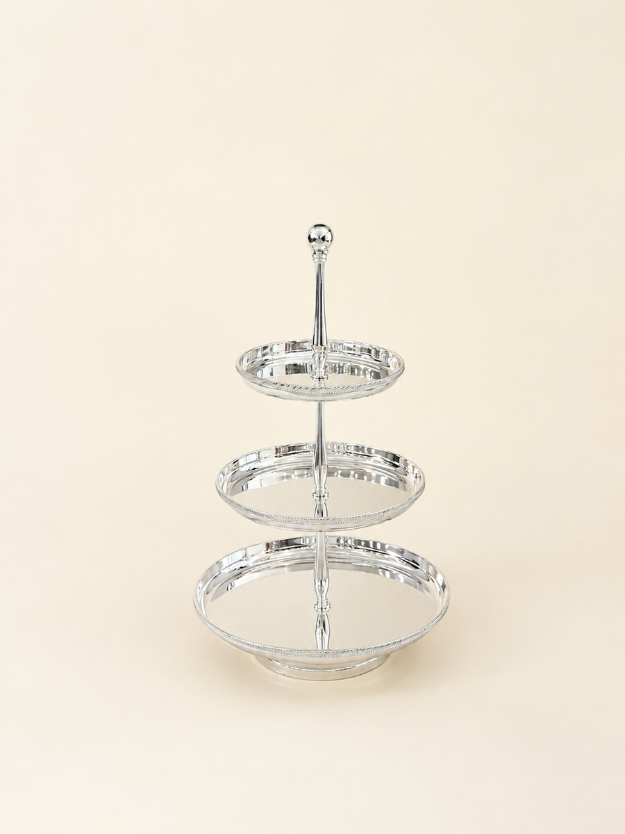 Silver-Plated Three-Tier Cake Stand by Oriental Elegance
