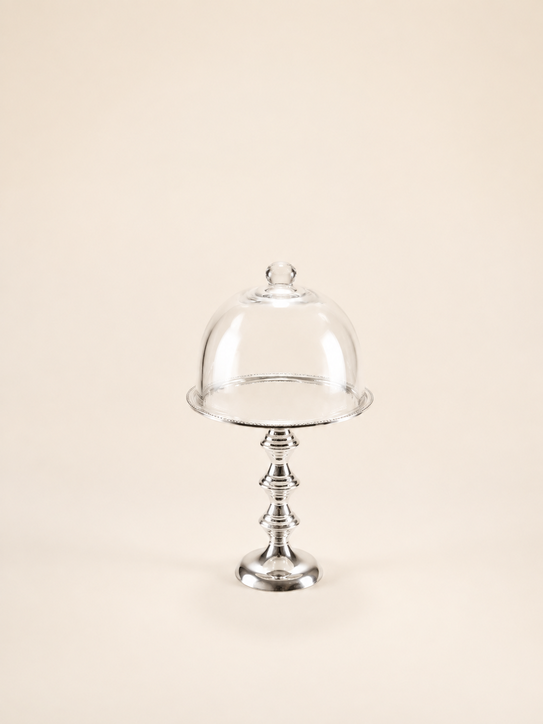 Silver-Plated Cake Stand with Glass Dome, 22 cm by Oriental Elegance