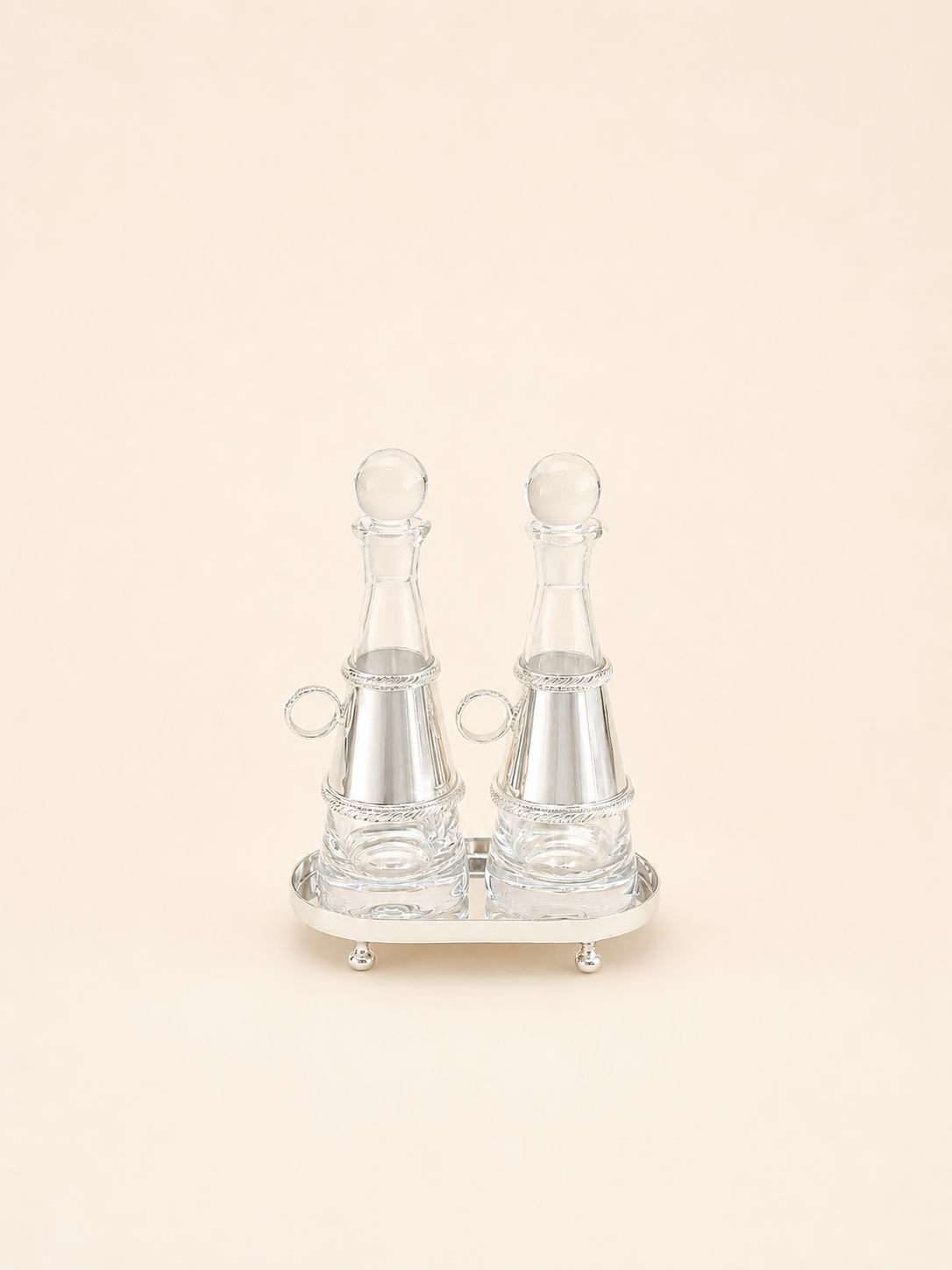 Silver-Plated Oil & Rose Water Set, 220 ml – English Border
