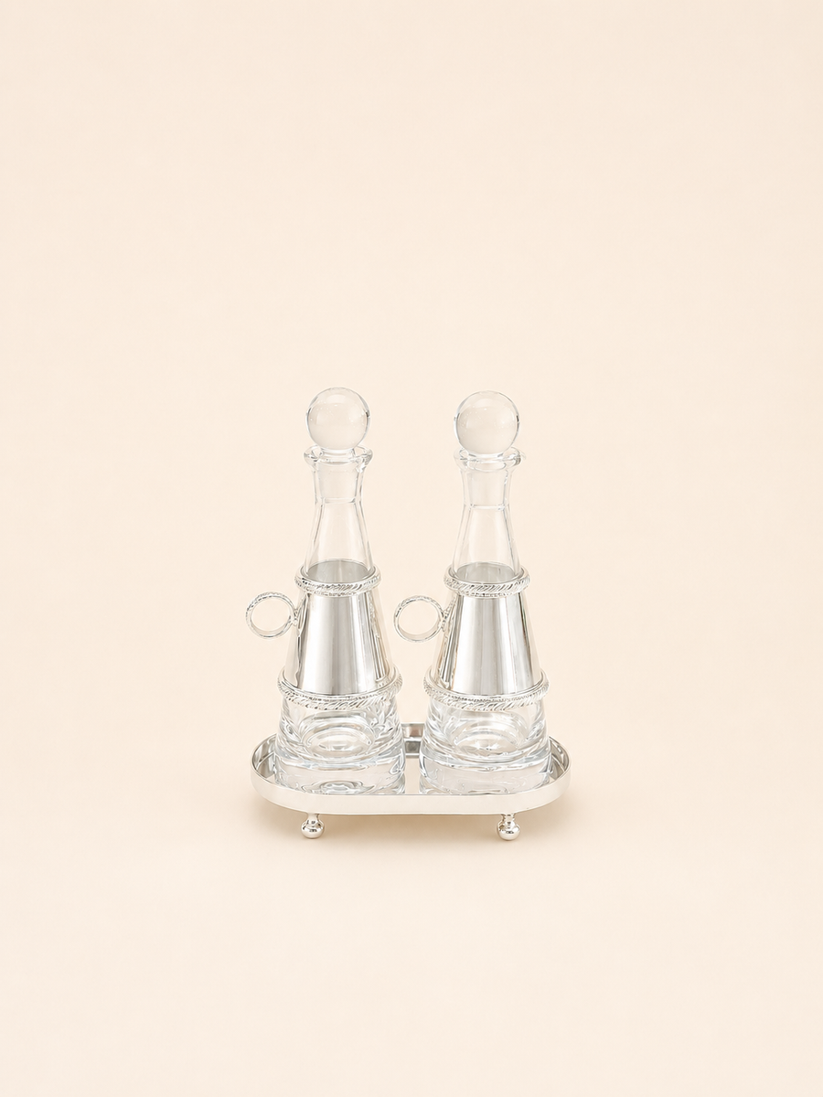 Silver-Plated Oil & Rose Water Set, 220 ml – English Border