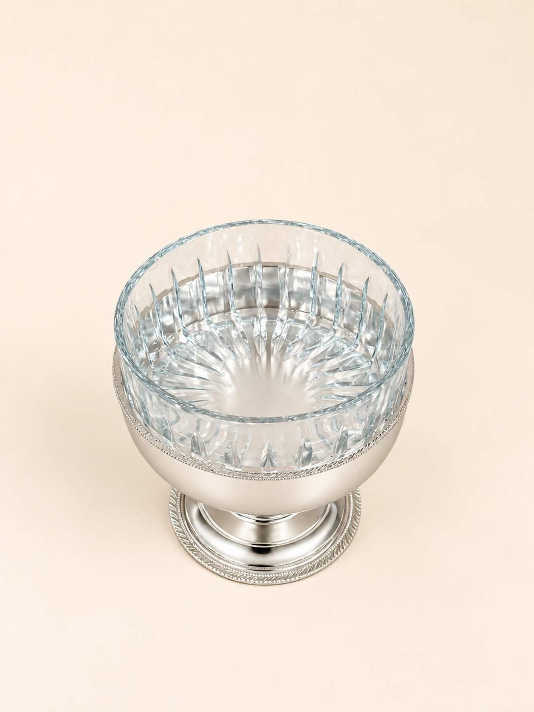 Silver-Plated Goblet Bowl with Cut-Glass Insert, 16 cm by Oriental Elegance