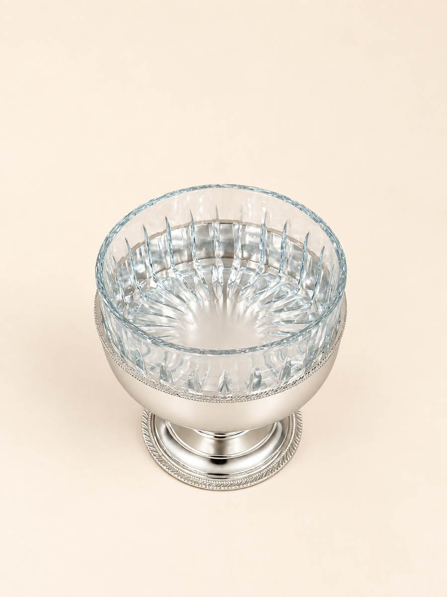 Silver-Plated Goblet Bowl with Cut-Glass Insert, 16 cm by Oriental Elegance