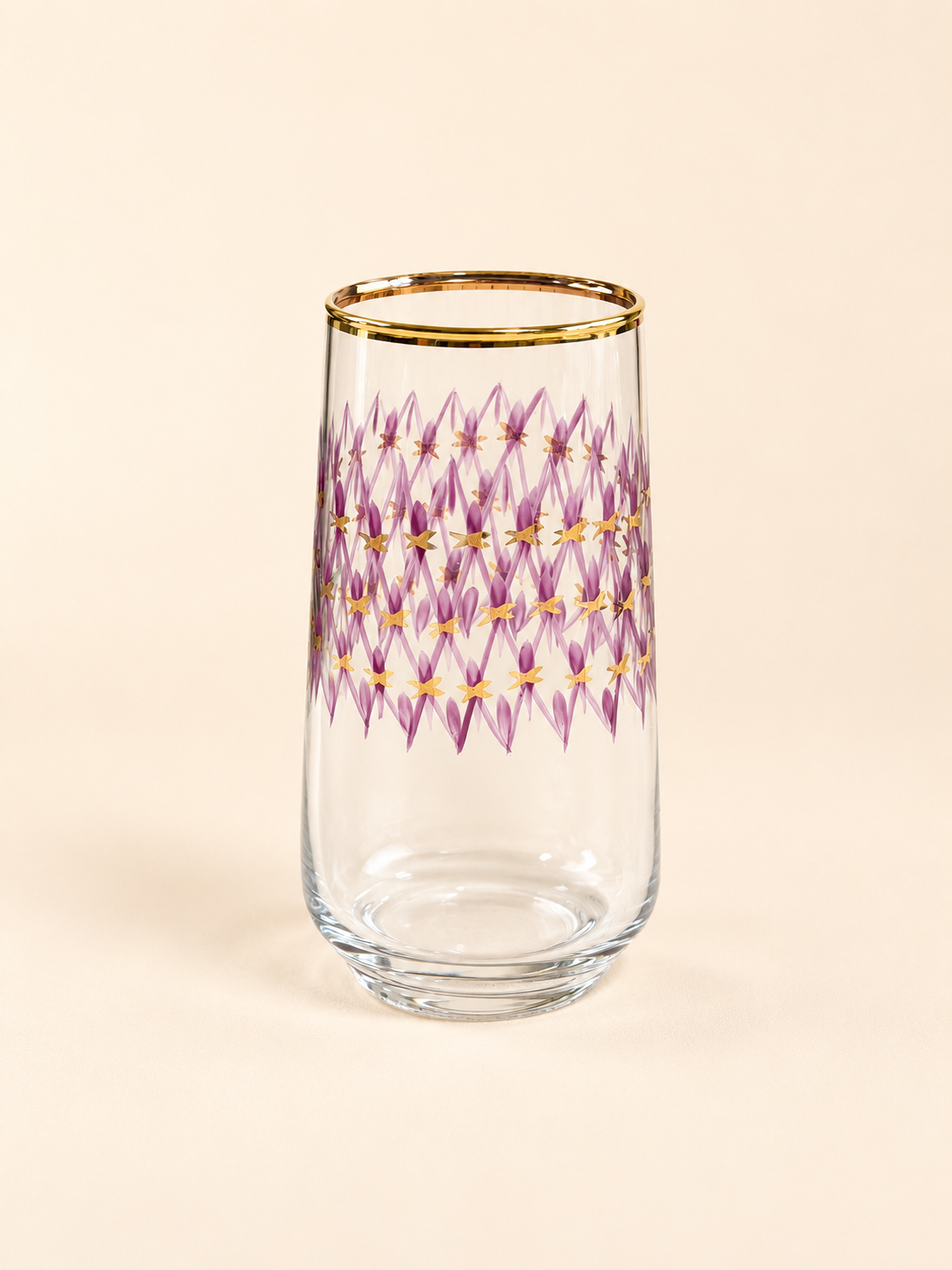 Mashrabiya Hand-Painted Tall Water Glass in lilac by Oriental Elegance