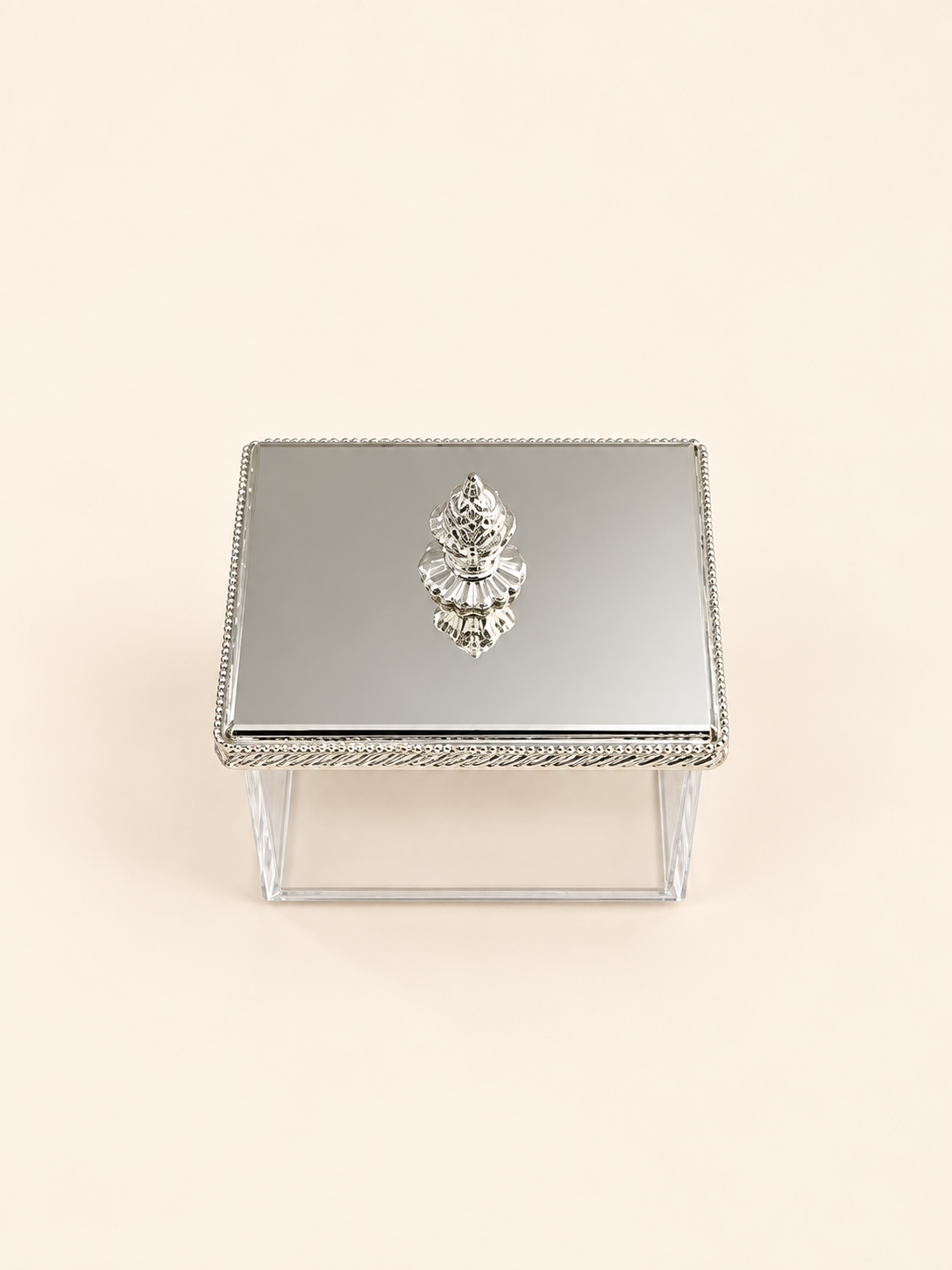 Silver-Plated Acrylic Candy Box with Lid, 10 cm – view 2