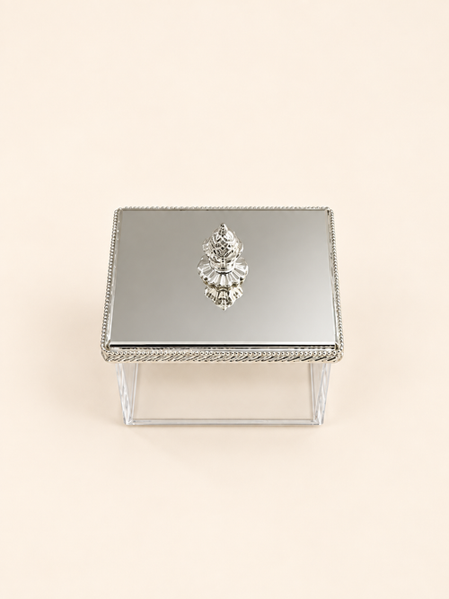 Silver-Plated Acrylic Candy Box with Lid, 10 cm – view 2