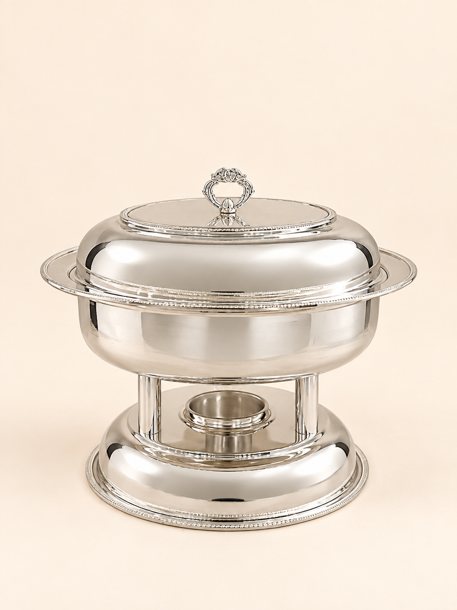 Silver-Plated Round Chafing Dish, 6 L by Oriental Elegance