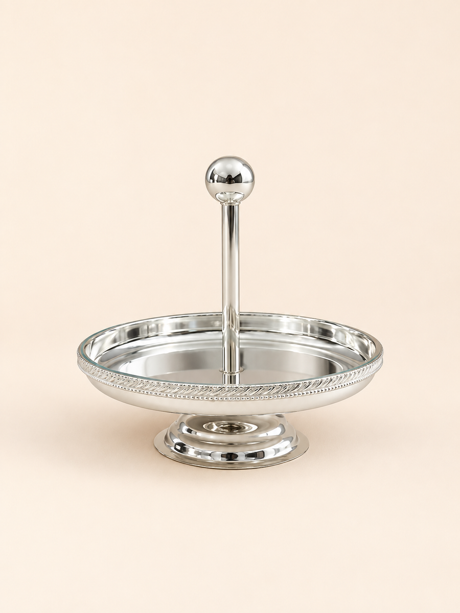 Silver-Plated Single-Tier Serving Stand, 14 cm by Oriental Elegance