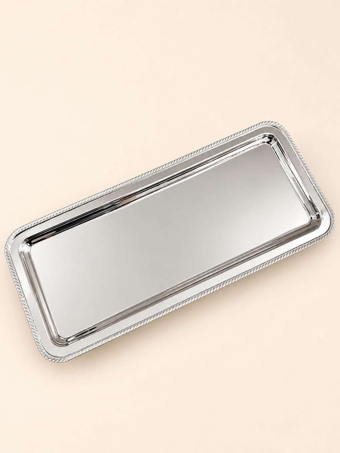 Silver-Plated Rectangular Footed Tray, 16 × 38 cm by Oriental Elegance