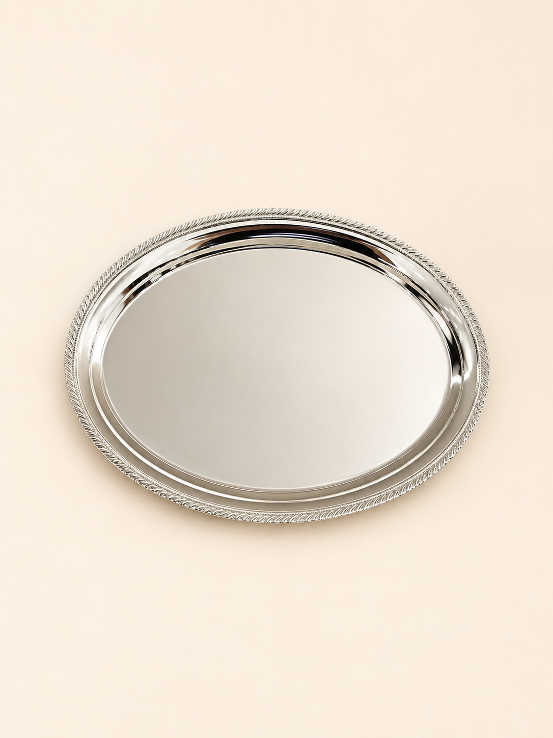 Silver-Plated Oval Tray, 19 × 26 cm by Oriental Elegance
