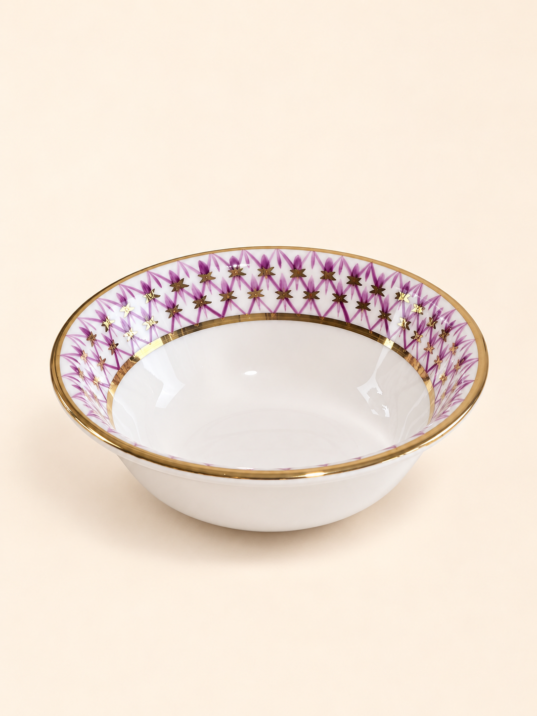 Mashrabiya Porcelain Soup Bowl, 16 cm in lilac by Oriental Elegance