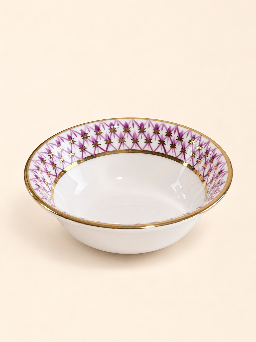 Mashrabiya Porcelain Soup Bowl, 16 cm in lilac by Oriental Elegance