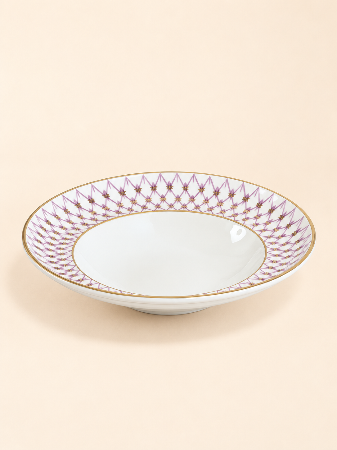 Mashrabiya Porcelain Salad Bowl, 30 cm in lilac by Oriental Elegance