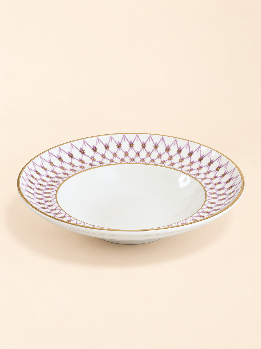 Mashrabiya Porcelain Salad Bowl, 30 cm in lilac by Oriental Elegance