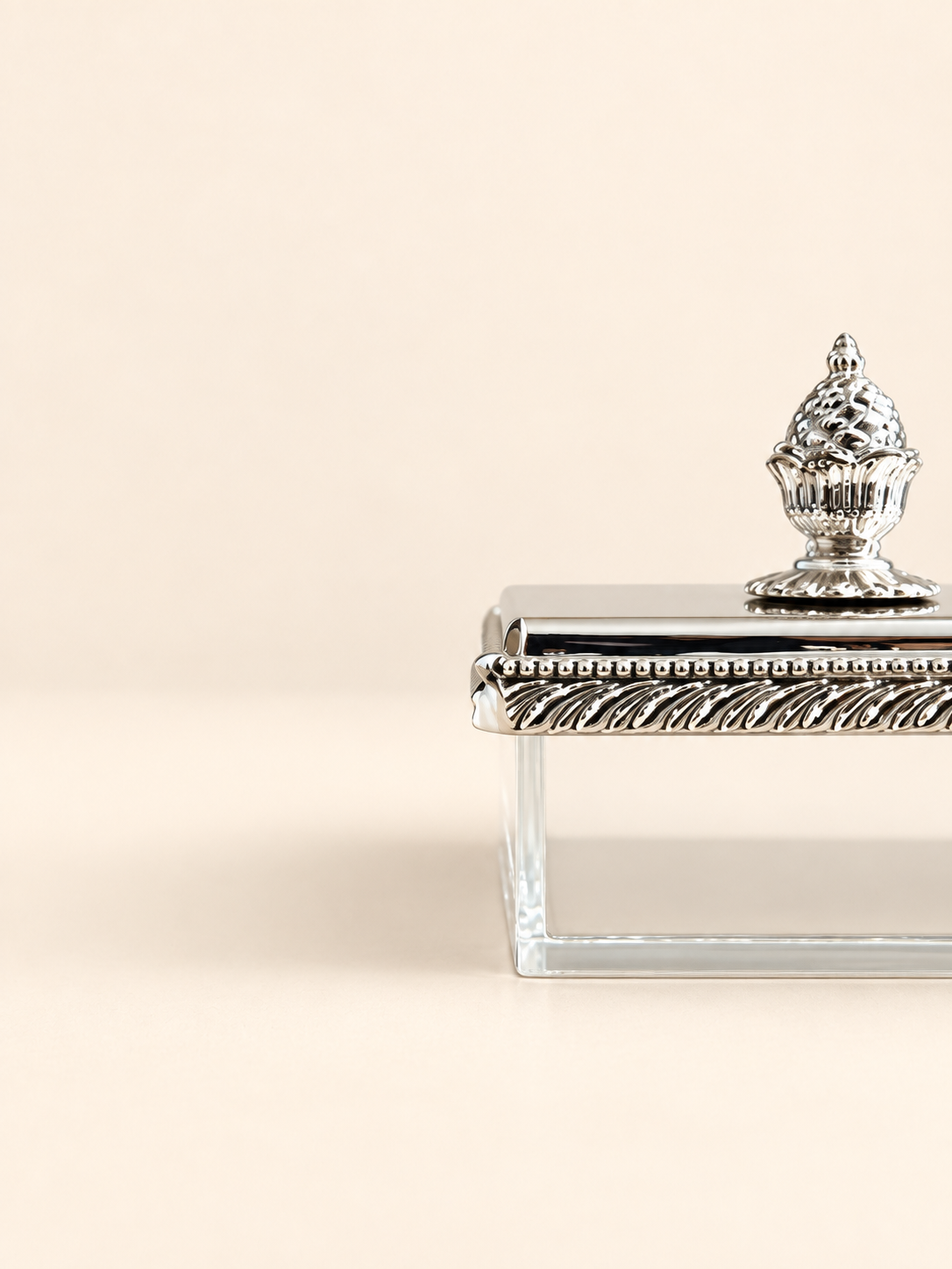 Silver-Plated Acrylic Candy Box with Lid, 10 cm – view 4