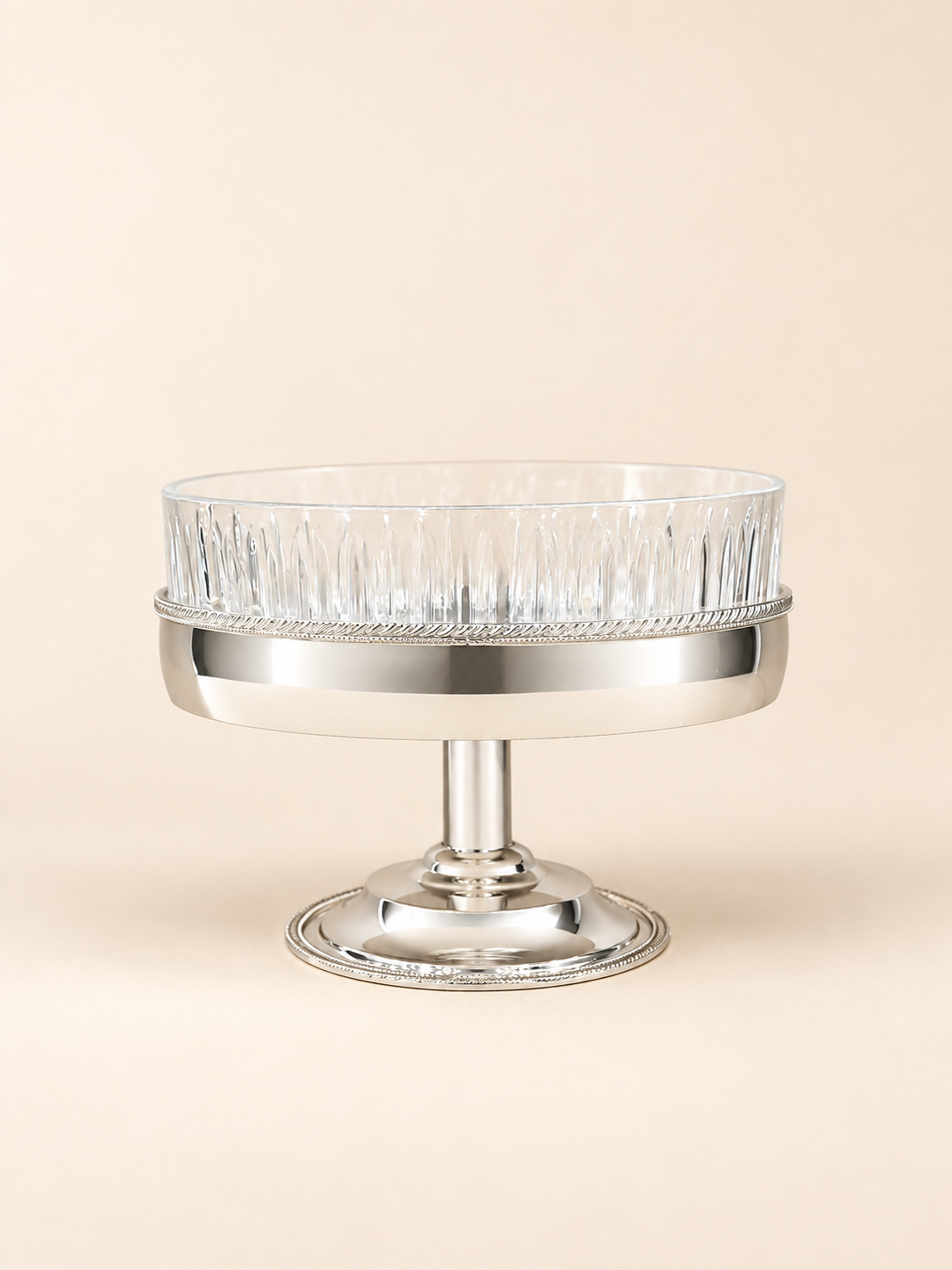 Silver-Plated Footed Fruit Bowl with Cut-Glass Insert, 25 cm by Oriental Elegance