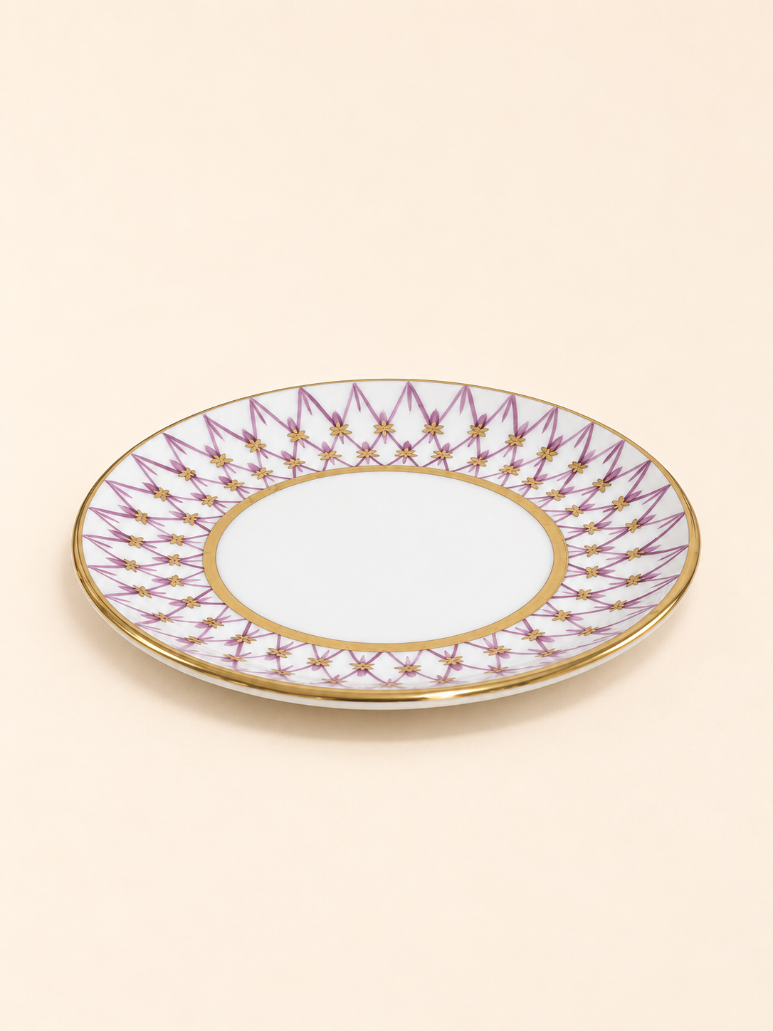 Mashrabiya Porcelain Dessert Plate, 19 cm in lilac by Oriental Elegance