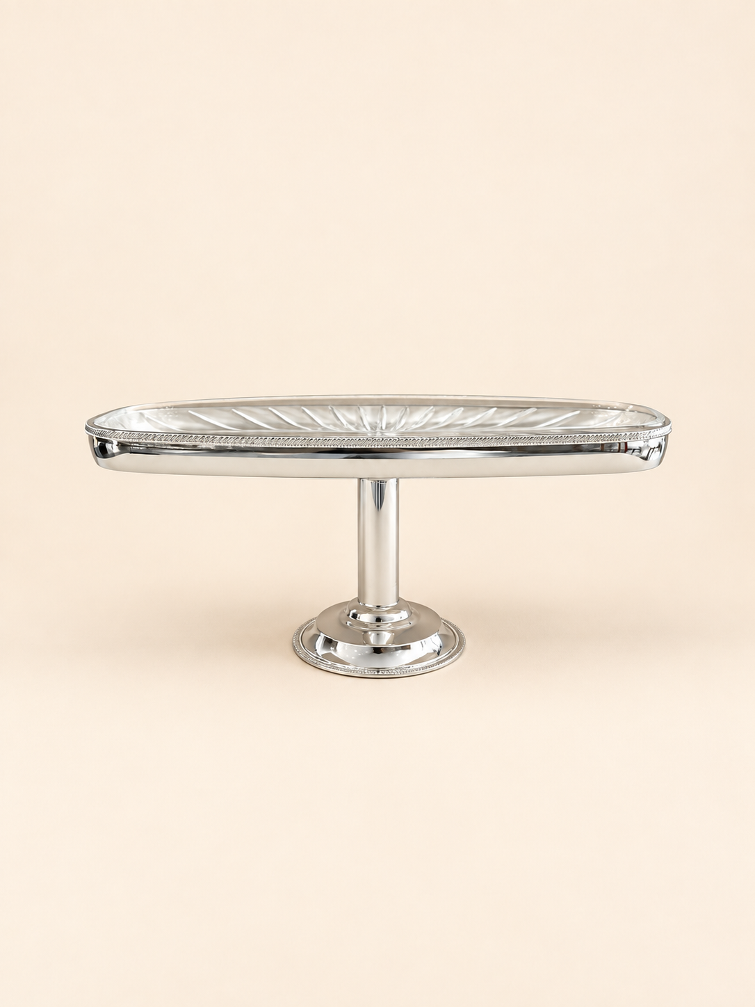 Silver-Plated Cake Stand with Cut-Glass Plate, 30 cm by Oriental Elegance