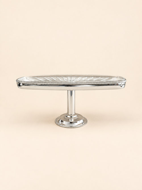 Silver-Plated Cake Stand with Cut-Glass Plate, 30 cm by Oriental Elegance