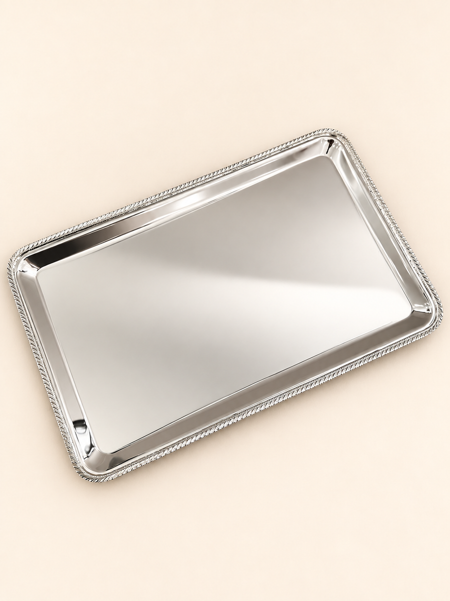 Silver-Plated Rectangular Tray, 27 × 43 cm by Oriental Elegance