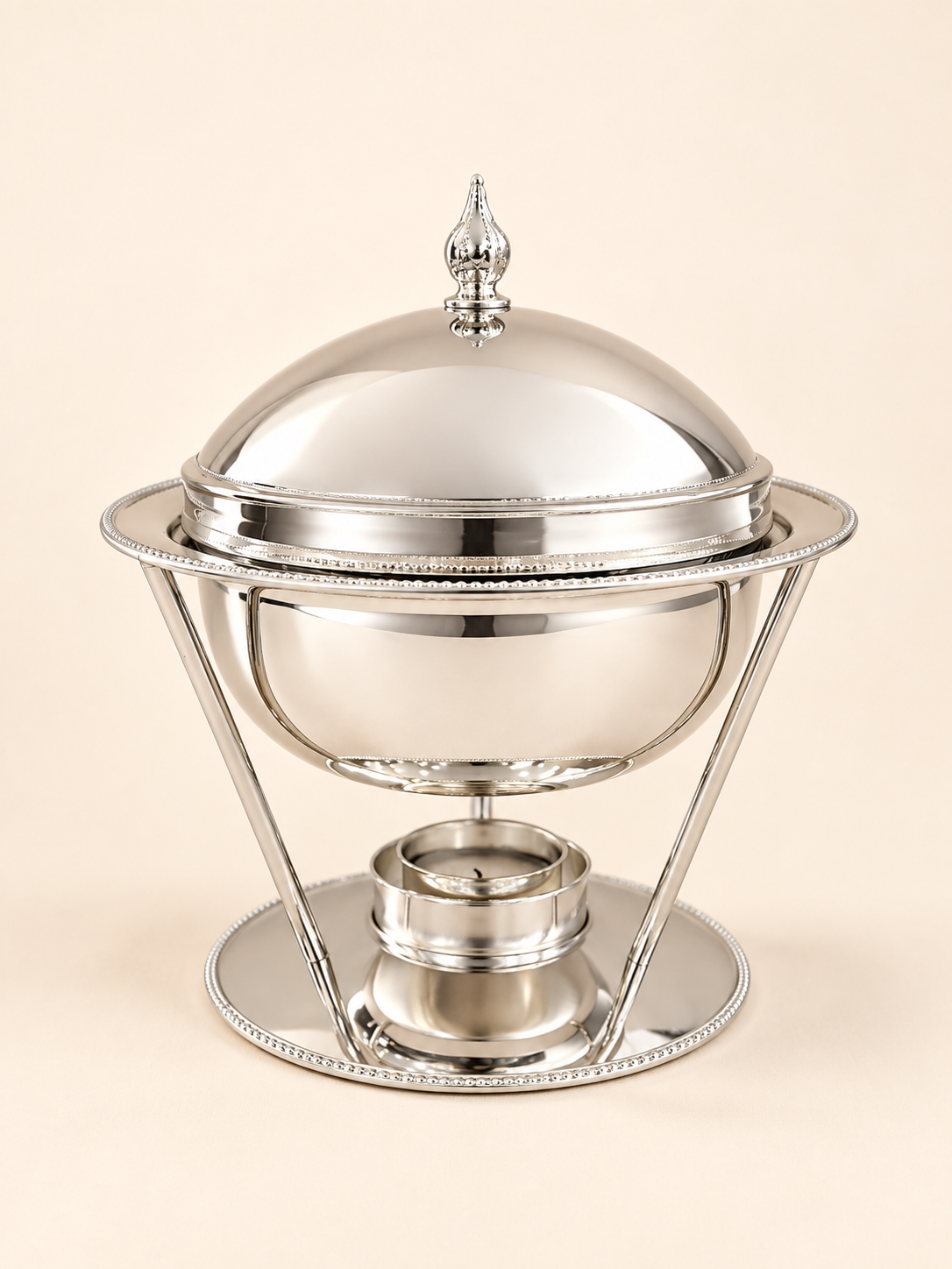 Silver-Plated Dome Chafing Dish with Glass Bowl, 1.5 L by Oriental Elegance