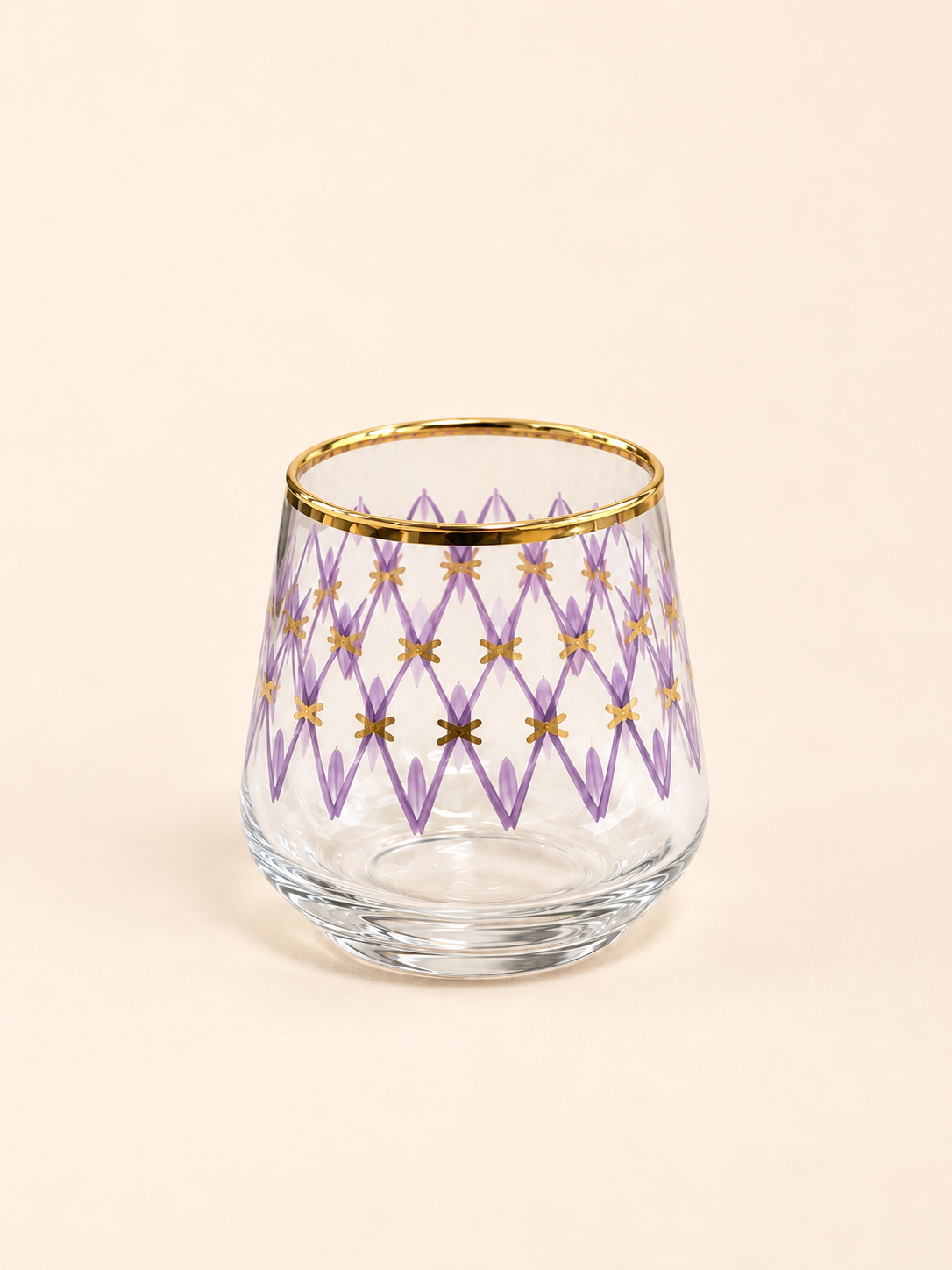 Mashrabiya Hand-Painted Turkish Coffee Water Glass in lilac by Oriental Elegance