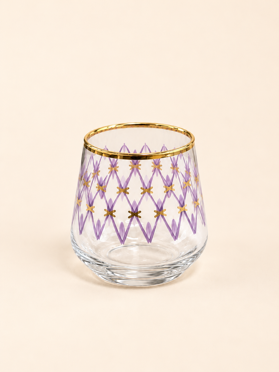 Mashrabiya Hand-Painted Turkish Coffee Water Glass in lilac by Oriental Elegance